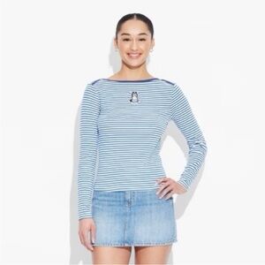 Disney Bluey Striped Blue and White Long Sleeve Top